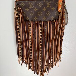 Louis Vuitton Brown Fringe Crossbody Bag Vintage Boho